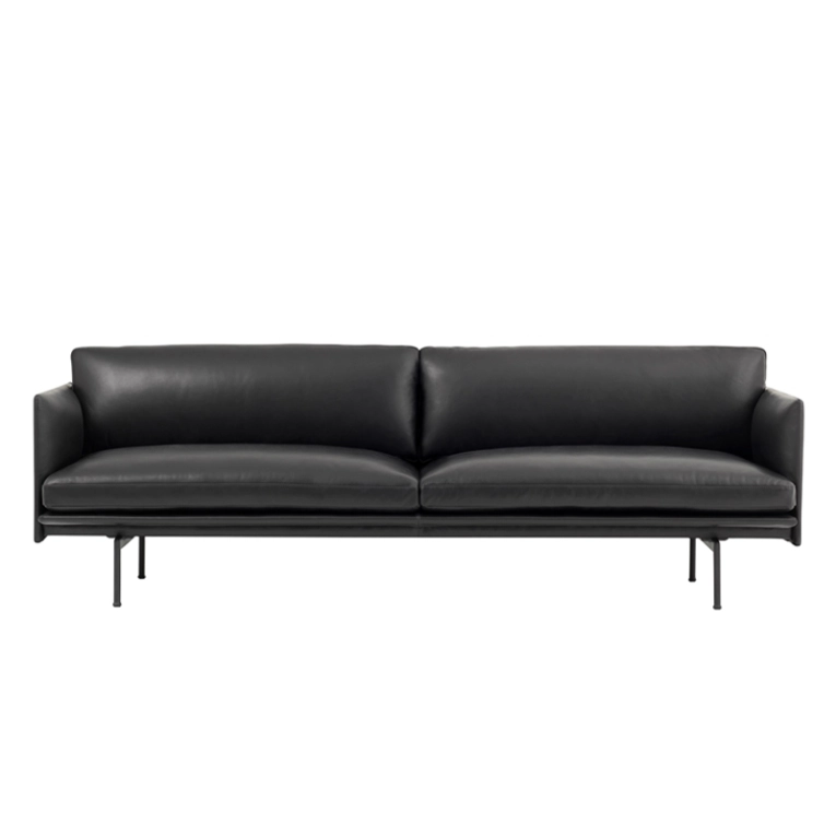 Canapé OUTLINE 3 places Cuir Noir MUUTO
