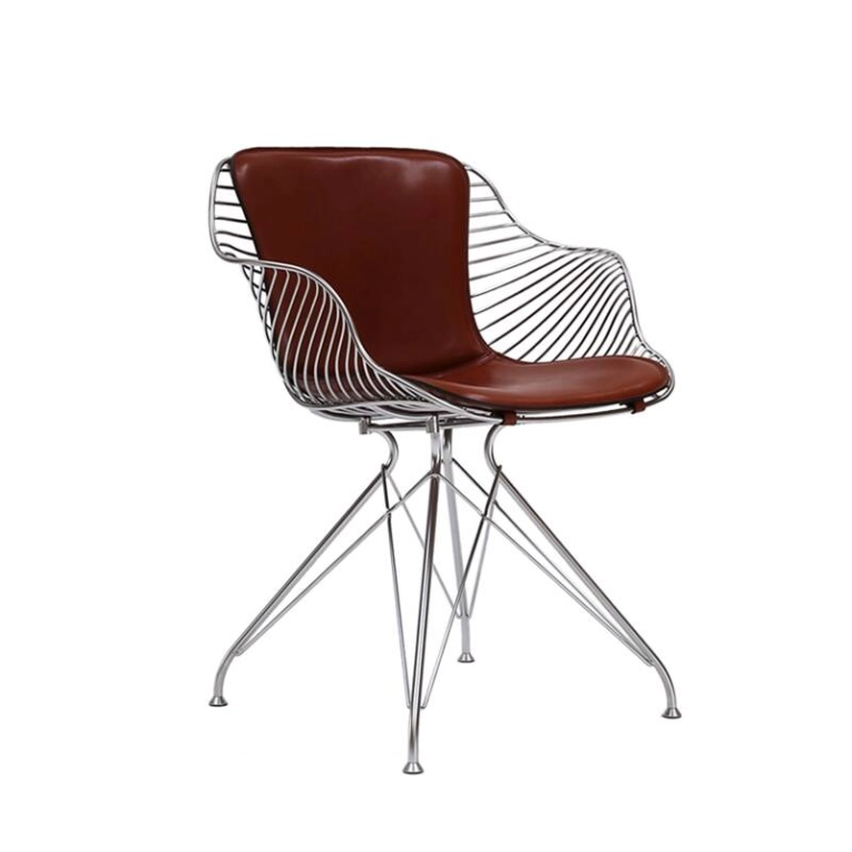 Chaise WIRE DINING CHAIR Chrome/ Cuir Horizon Cognac OVERGAARD & DYRMAN
