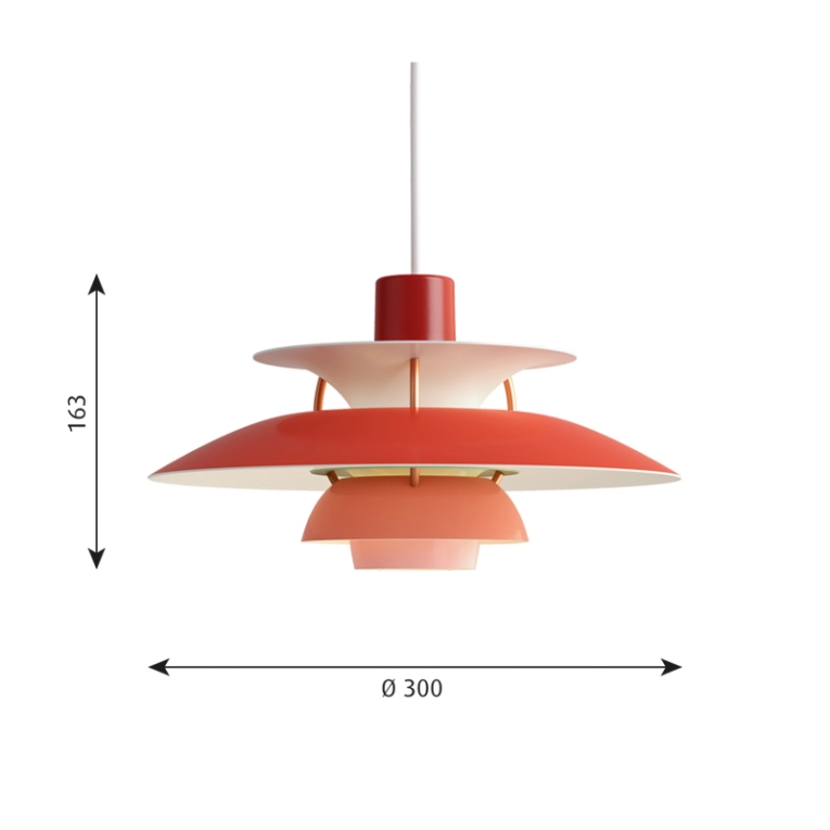 Suspension PH 5 MINI Nuances de rouge LOUIS POULSEN