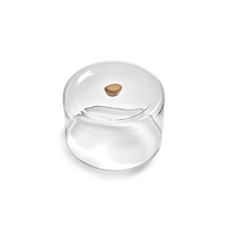 Plateau, plat Cloche en verre DUNE Frêne naturel SERAX