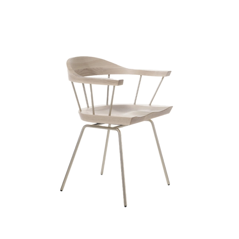 Chaise SPINDLE Frêne blanchi/ nickel satiné  BASSAMFELLOWS