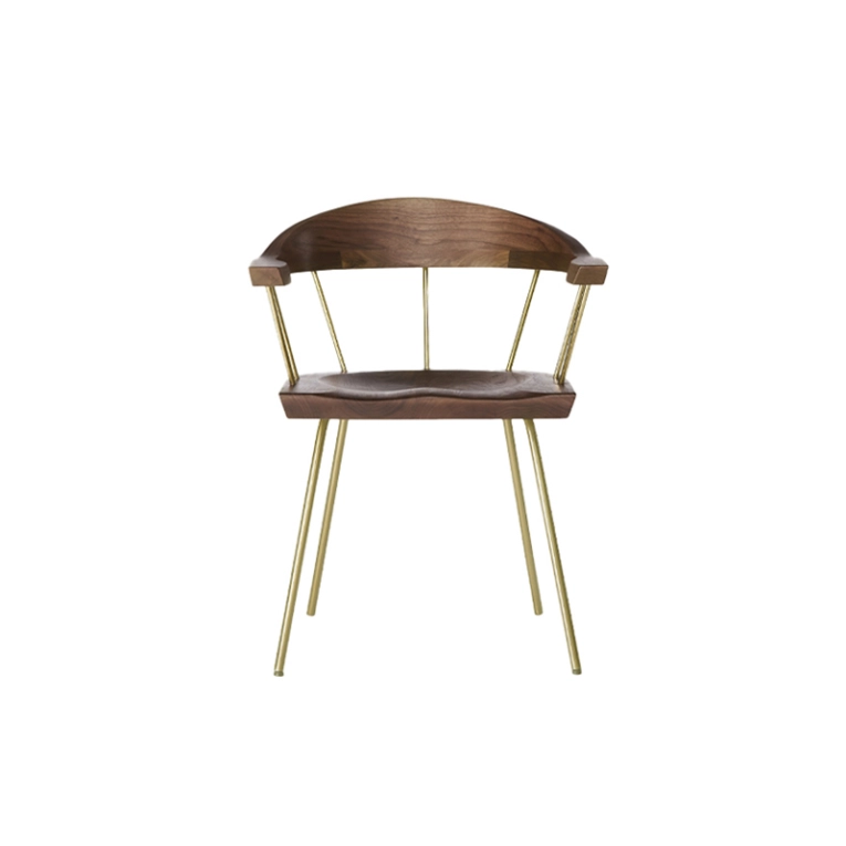 Chaise SPINDLE Noyer/ laiton satiné  BASSAMFELLOWS