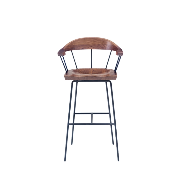 Tabouret haut SPINDLE H 76 Noyer/ noir BASSAMFELLOWS