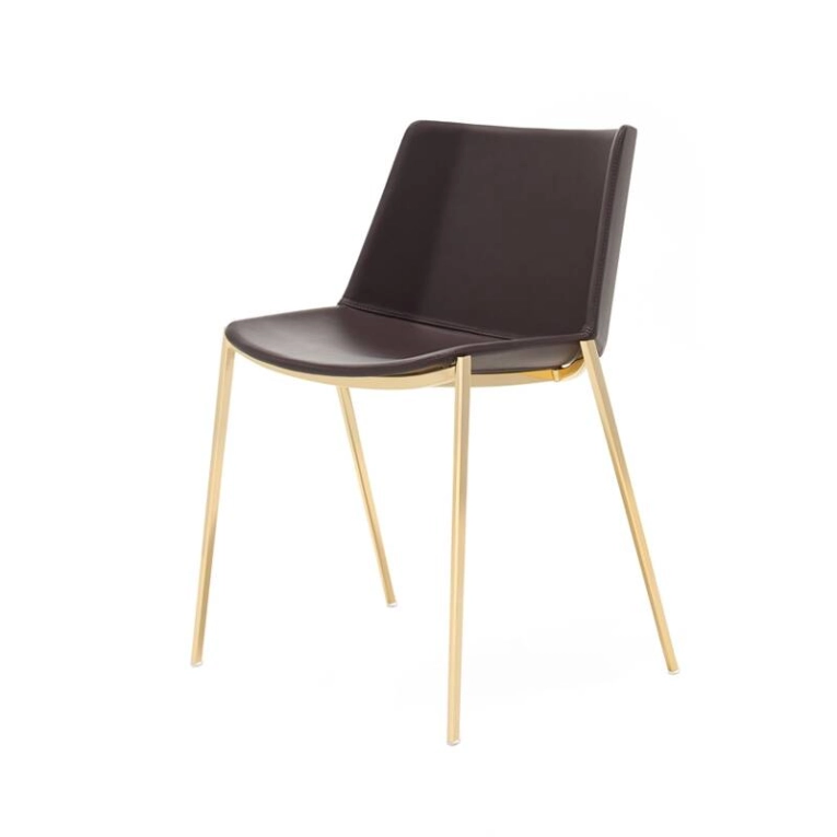 Chaise AÏKU SOFT pieds coniques Marron foncé MDF