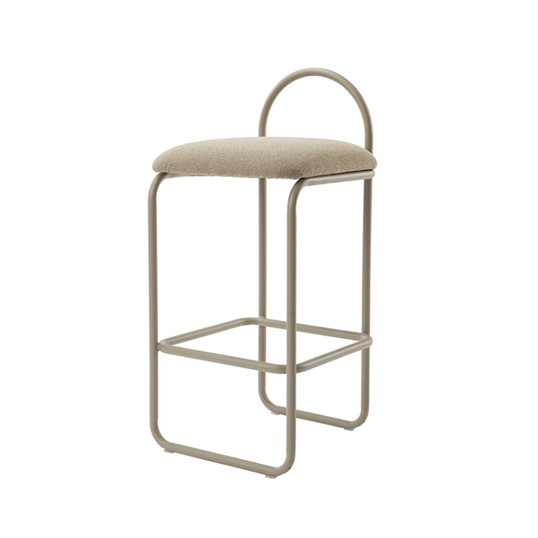 Tabouret haut ANGUI H 65 Taupe bouclé AYTM