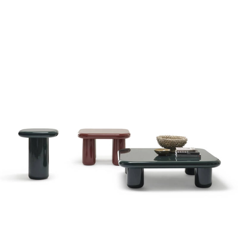 Table d'appoint guéridon BILBAO 50x50 Beige laqué brillant MOGG