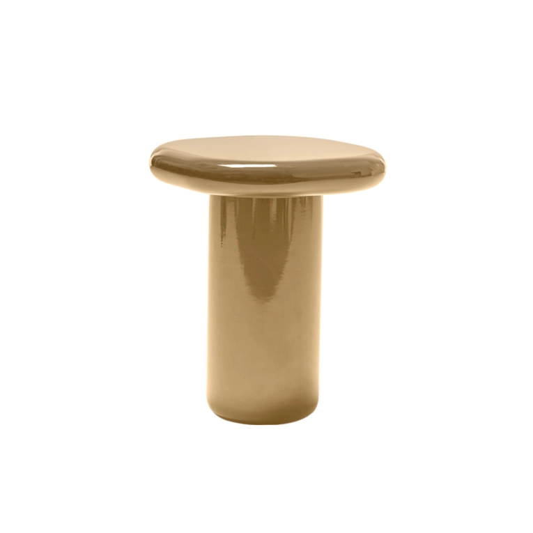 Table d'appoint guéridon BILBAO 50x50 Beige laqué brillant MOGG