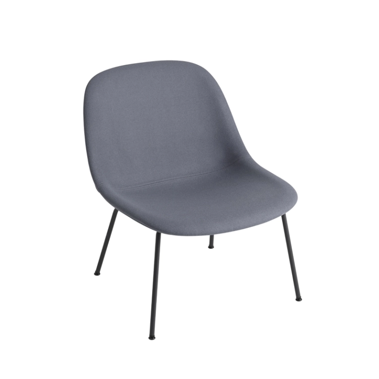 Fauteuil FIBER LOUNGE Coque tissu/ pieds acier Gris bleu 154/ noir MUUTO