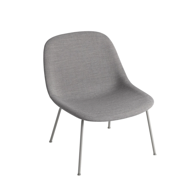 Fauteuil FIBER LOUNGE Coque tissu/ pieds acier Gris bleu 154/ noir MUUTO