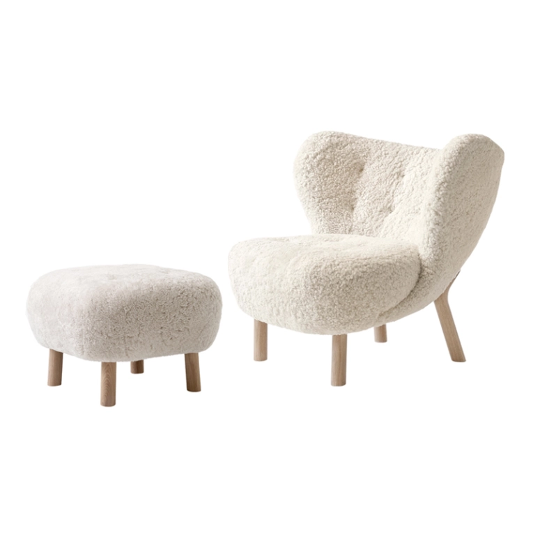 Fauteuil LITTLE PETRA VB1 & Pouf ATD1 Sheepskin Moonlight AND TRADITION