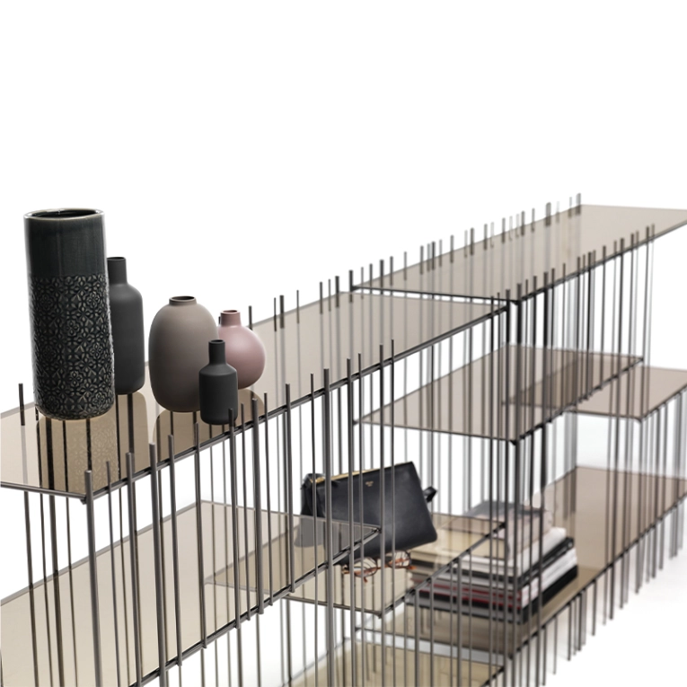 Console METRICA Métal bruni/ verre bronze MOGG