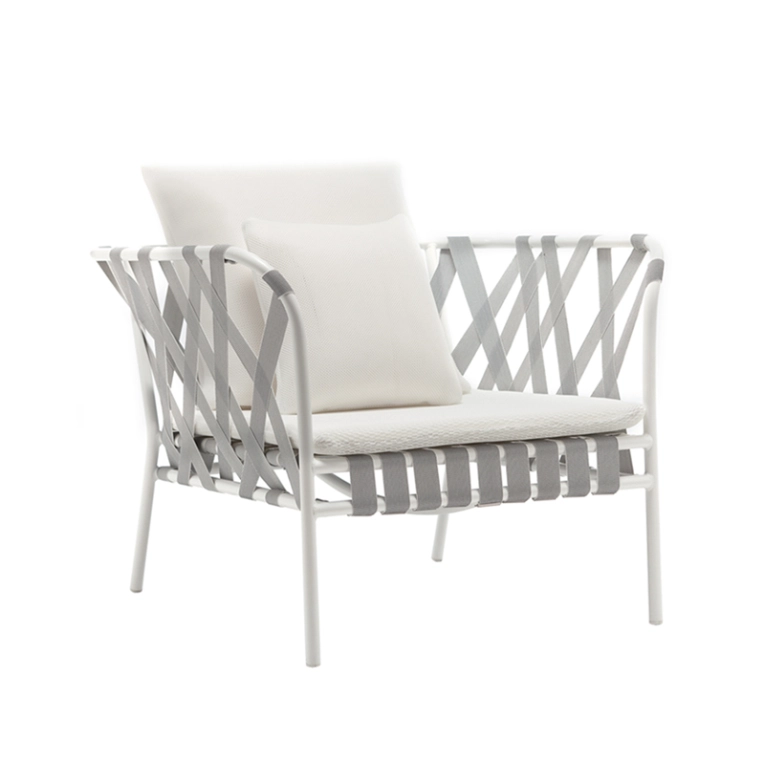 Fauteuil extérieur Fauteuil INOUT 851 Blanc/ sangles grises/ Aspen 03 GERVASONI