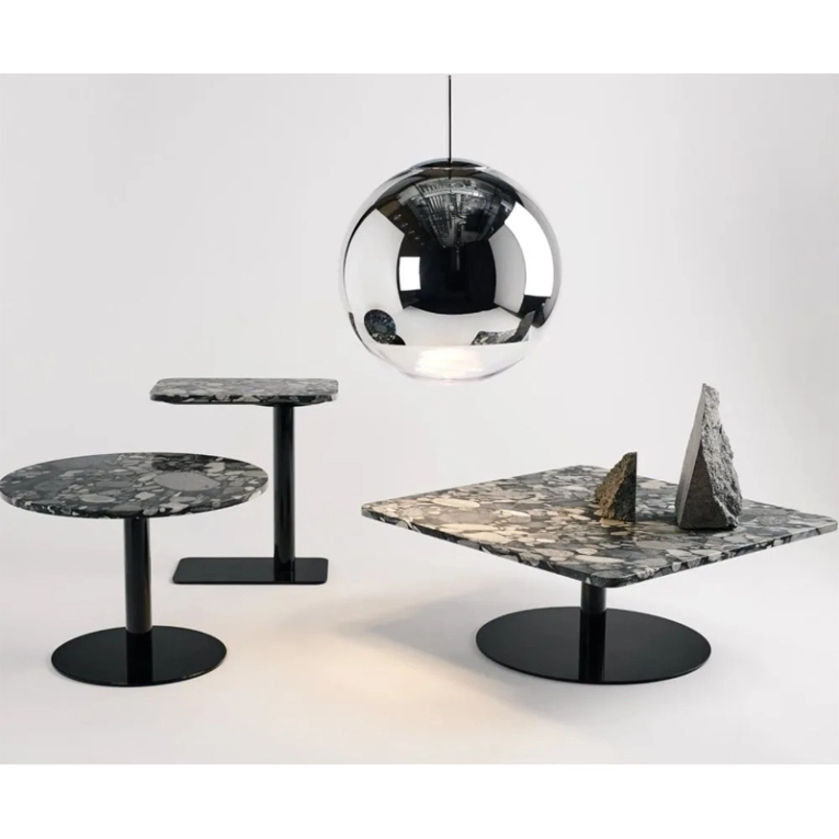 Table d'appoint guéridon STONE Rectangle Marbre Pebble TOM DIXON