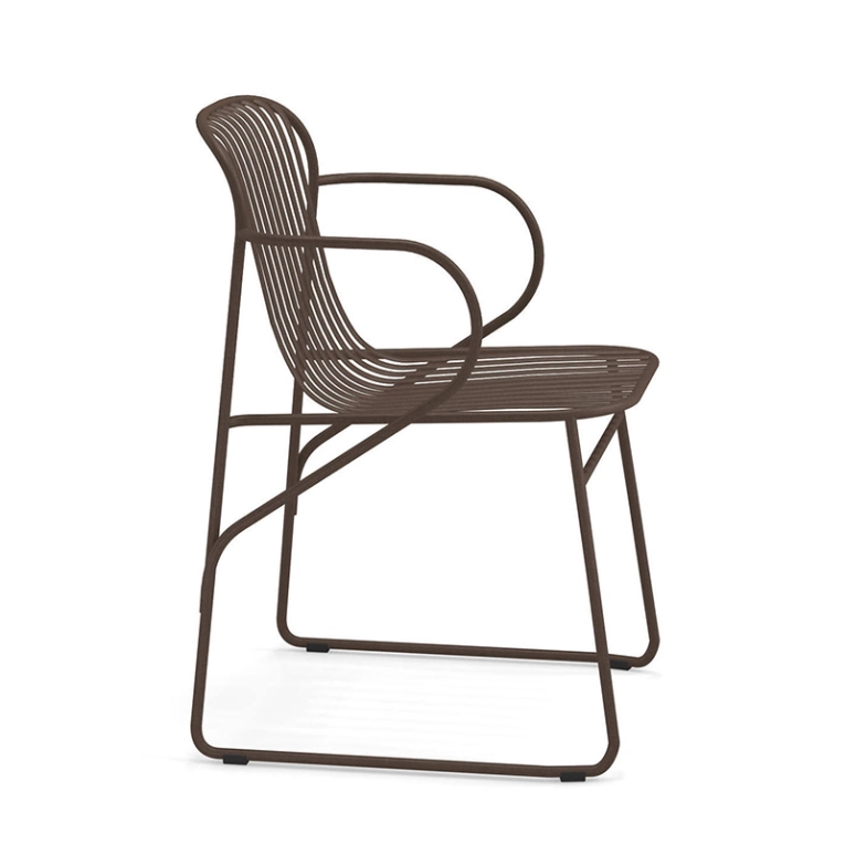 Chaise extérieur RIVIERA avec accoudoirs Marron d'Inde EMU