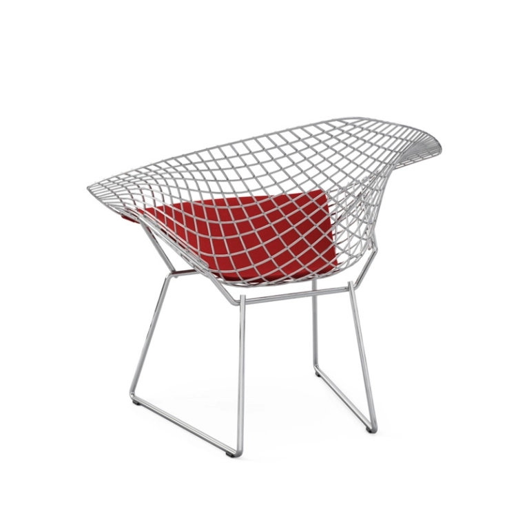 Fauteuil DIAMANT avec galette d'assise Rouge KNOLL