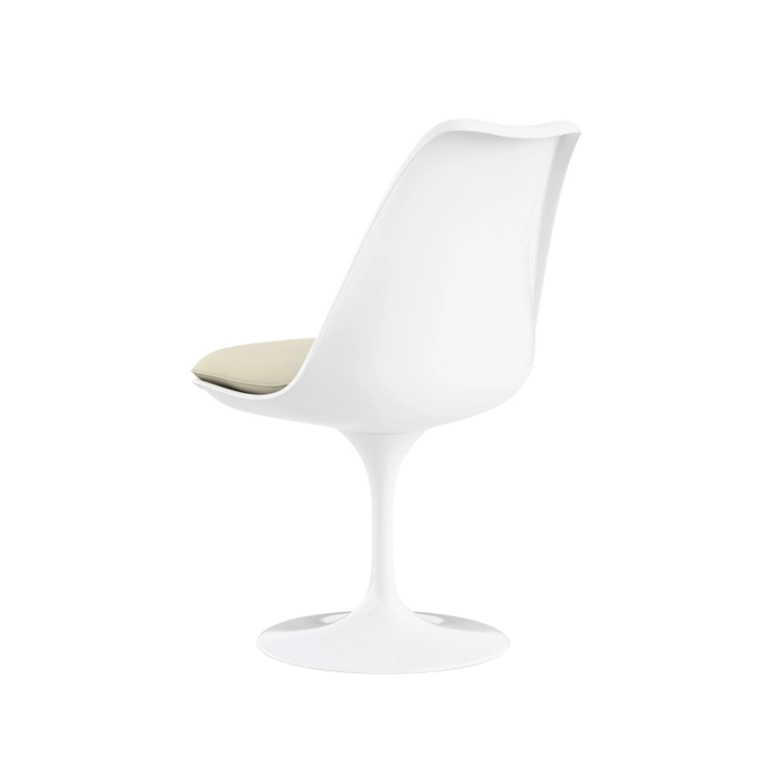 Chaise TULIP CHAIR Coussin vinyle blanc KNOLL