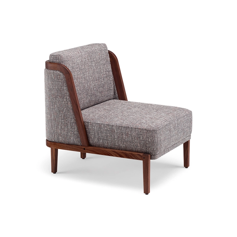 Fauteuil THRONE dossier tissu Noyer danois huilé / Sonar 153 DE LA ESPADA