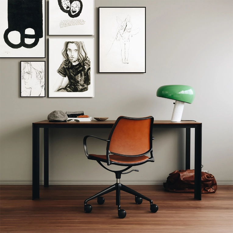 Fauteuil de bureau GAS Cognac/ noir STUA