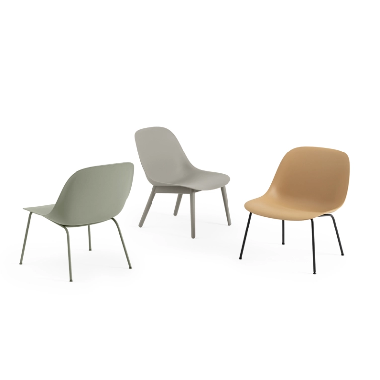Fauteuil FIBER LOUNGE Pieds bois Blanc/ chêne MUUTO