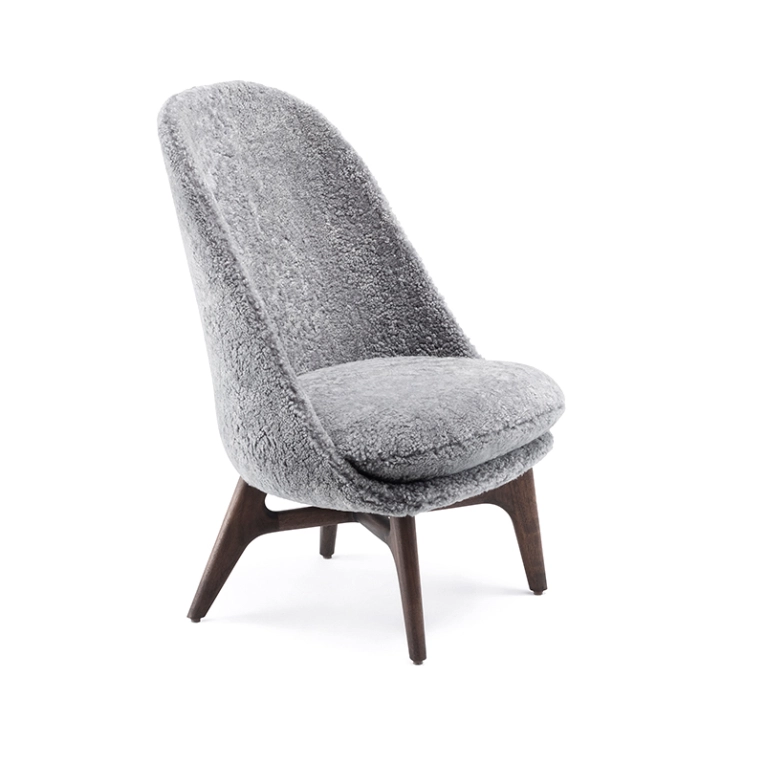 Fauteuil SOLO LOUNGE Peau de mouton bouclée grise DE LA ESPADA