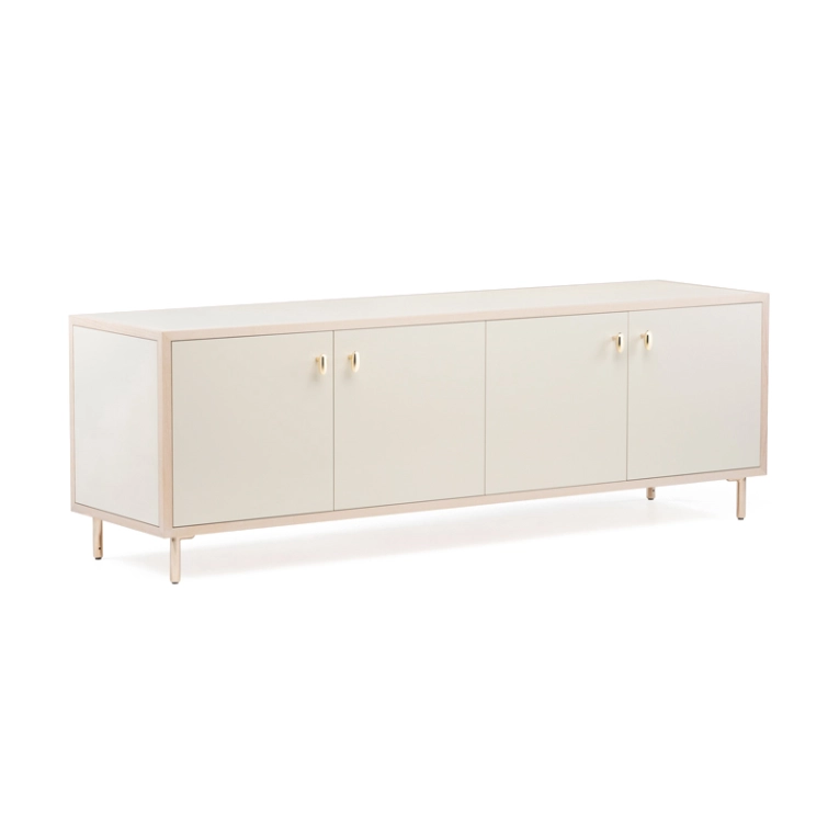Meuble de rangement Buffet CLASSON 4 portes Frêne huilé blanc / HDF blanc cassé DE LA ESPADA