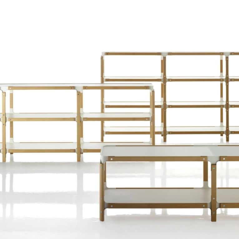 Etagère STEELWOOD SHELVING SYSTEM 5 plateaux 1 module Blanc, bois MAGIS