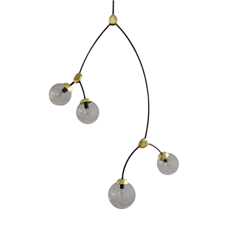 Suspension IVY 4 Fumé/ laiton CTO LIGHTING
