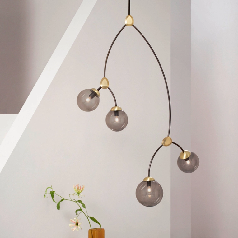 Suspension IVY 4 Fumé/ laiton CTO LIGHTING