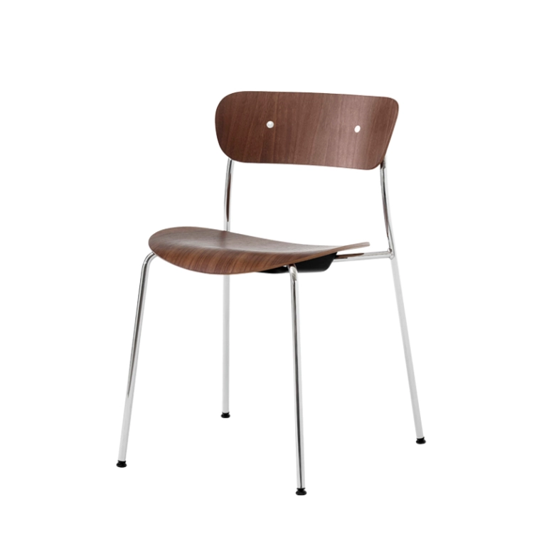 Chaise PAVILION AV1 piètement chrome Noyer AND TRADITION