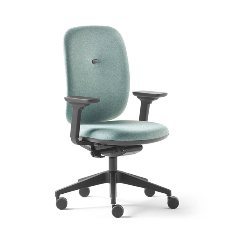 Fauteuil de bureau ALAIA tapissé vert d'eau chiné SILVERA PRO