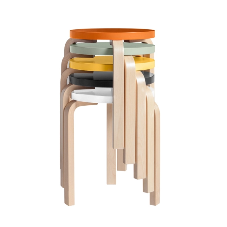 Tabouret 60 assise laquée Orange ARTEK