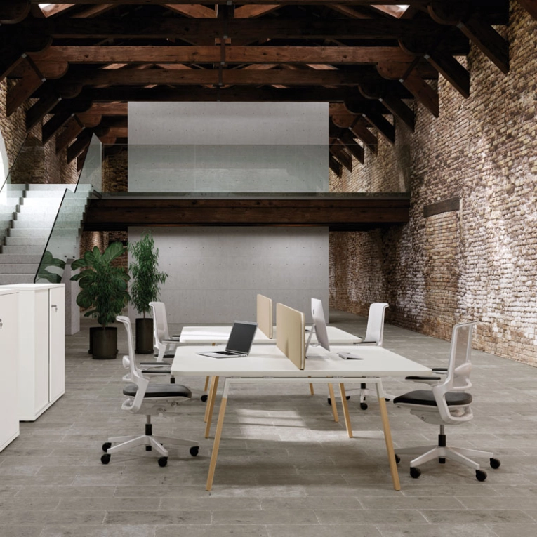Bench ATREO WOOD Bench Blanc/ chêne SILVERA PRO