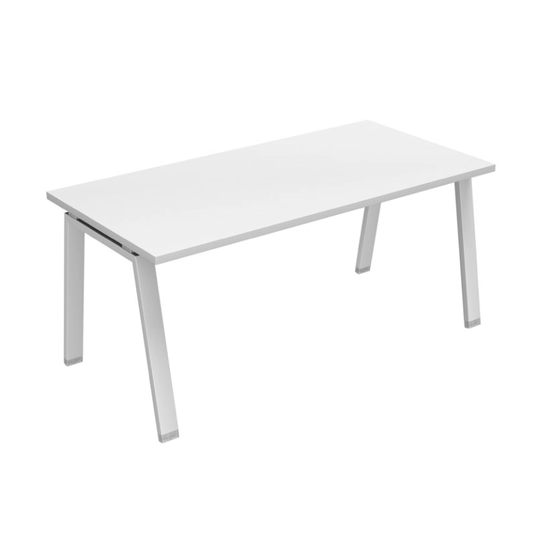 Bureau individuel ATREO pieds trapèze Blanc SILVERA PRO