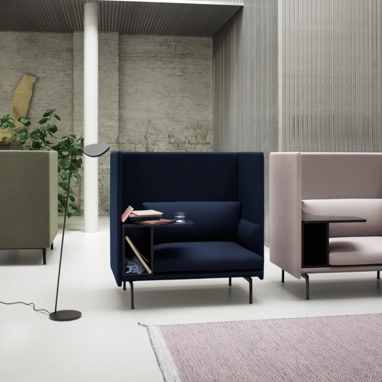 Fauteuil OUTLINE HIGHBACK WORK Rose clair 143 MUUTO