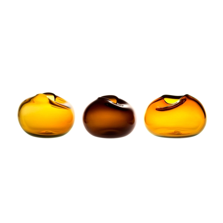 Vase CAILLOU set de 3 vases Jaune, vert bouteille, or WHEN OBJECTS WORK