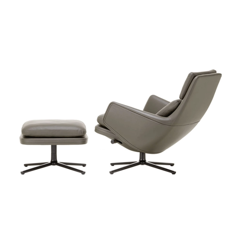 Fauteuil GRAND RELAX & OTTOMAN Gris Umbra 61/ noir VITRA