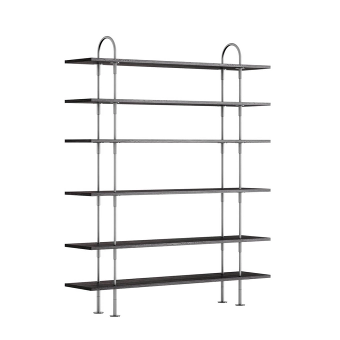 Etagère KEEN 2 arches 160 6 étagères inox-frêne marron noir - 1