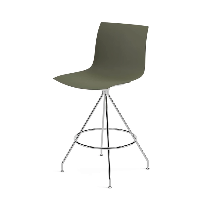 Tabouret haut CATIFA RE 46 pied central H 65 Vert de lande ARPER