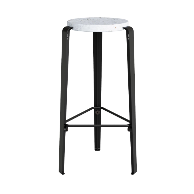 Tabouret haut BIG LOU Plastique Recyclé Venezia Noir graphite TIPTOE
