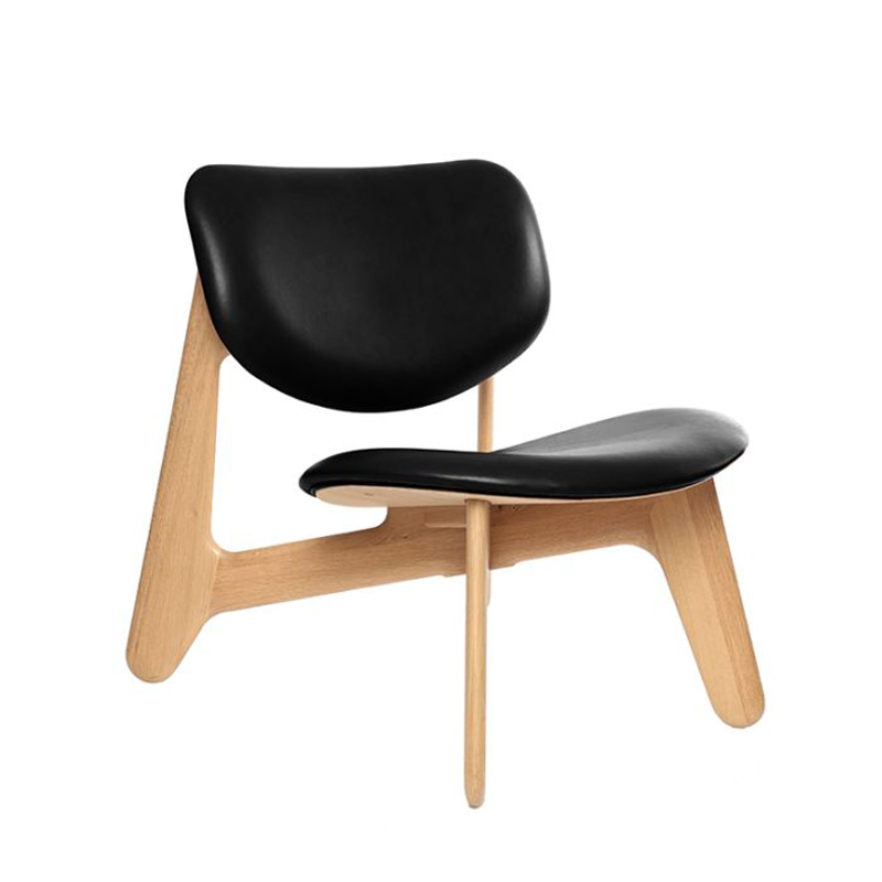 Fauteuil SLAB LOUNGE Chêne/ cuir noir TOM DIXON
