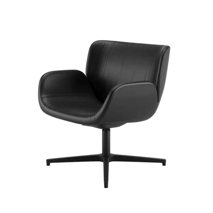 Easy chair CARI LOUNGE Swivel base Black Leather ARPER