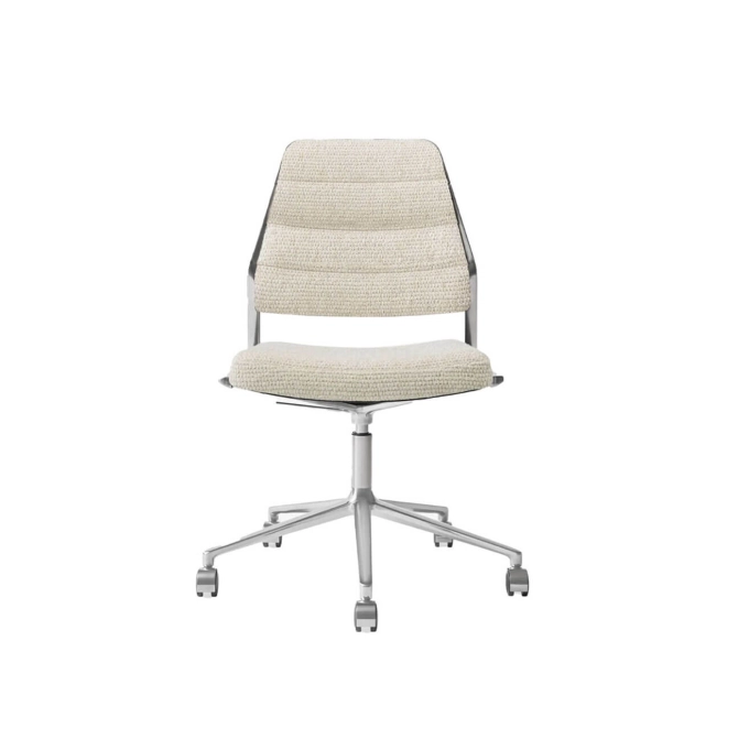 SWIVEL CHAIR 454+ à roulettes tissu Wavy / Aluminium poli VIPP