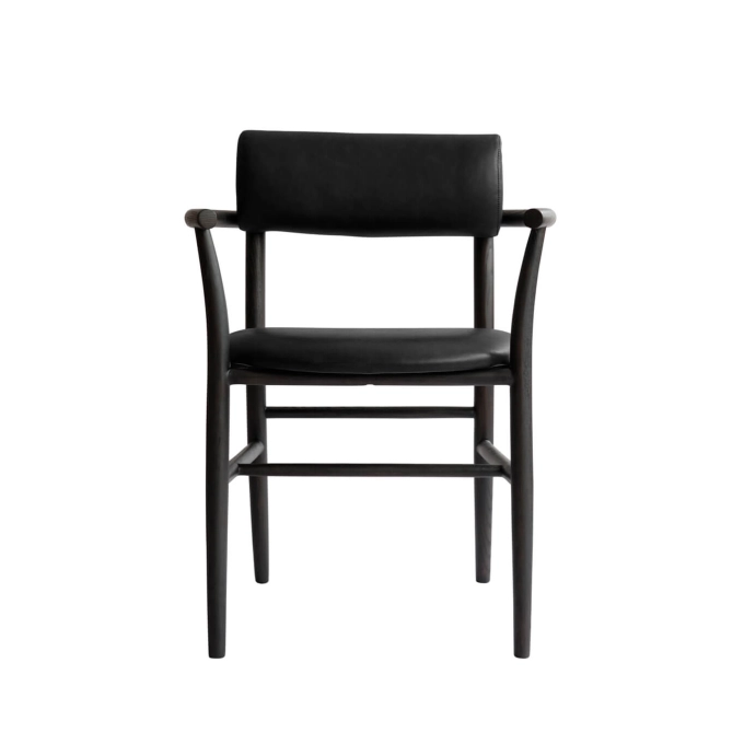 Chaise NAMA avec accoudoirs Cuir aniline noir/Chêne brun classique 101 COPENHAGEN