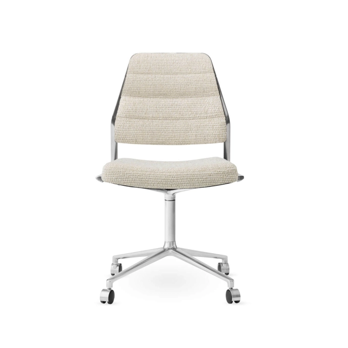 SWIVEL CHAIR 454 à roulettes tissu Wavy / Aluminium poli VIPP