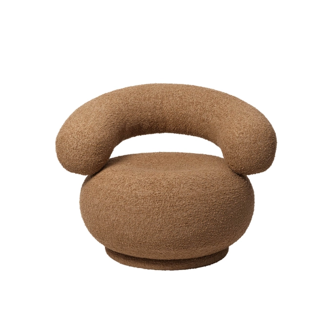 Fauteuil ORBO Pivotant Raw Bouclé Brun FERM LIVING