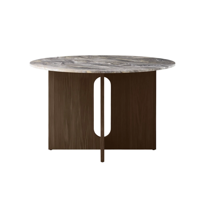 Dining Table ANDROGYNE Ø 120 Dark Oak/ Grey Marble Galaxy AUDO COPENHAGEN