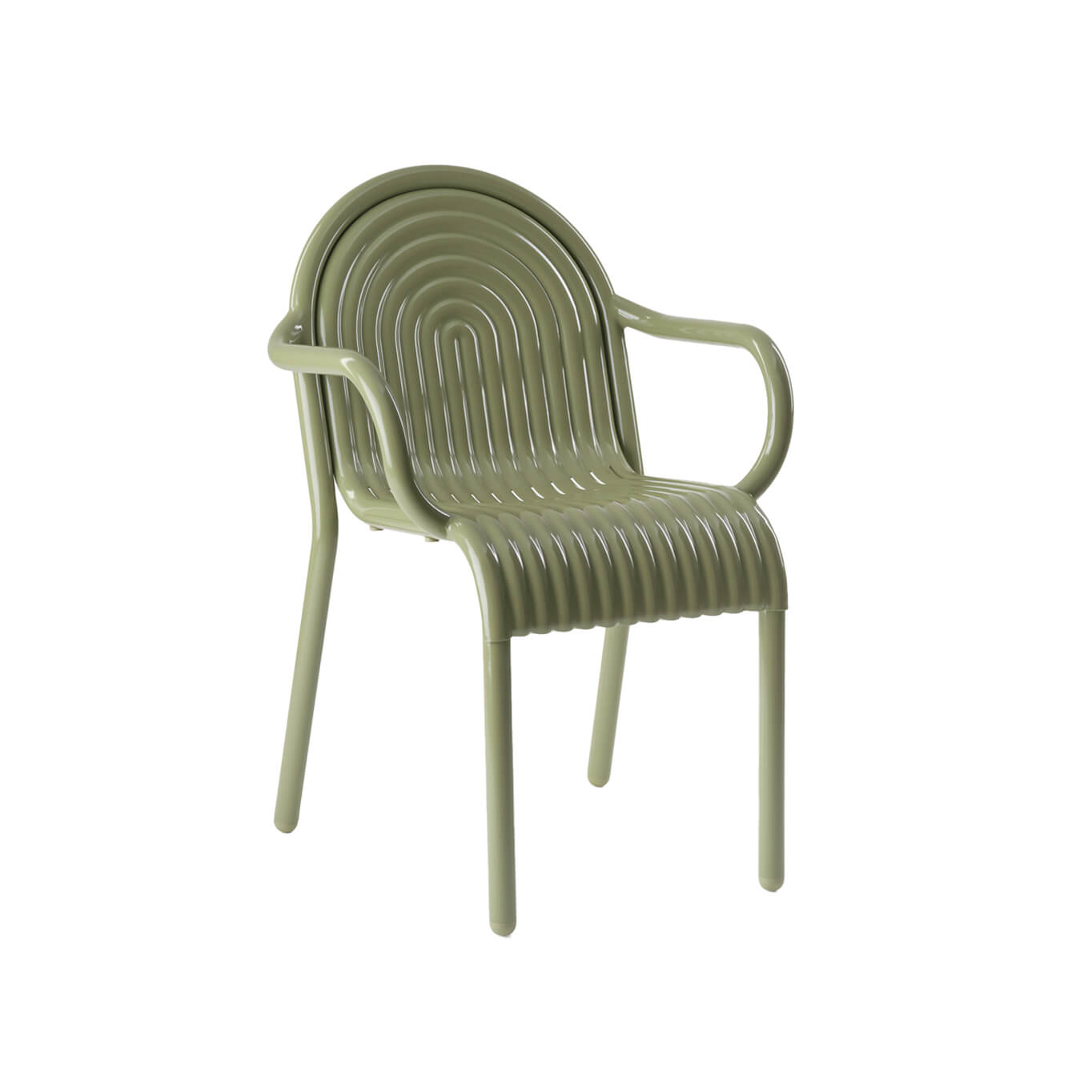 Outdoor Chair and Small Lounge Chair 01 Groove Arm Moss TOM DIXON