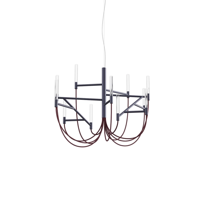 Suspension ALLUMETTE M Gris Charbon / Bordeaux FOSCARINI