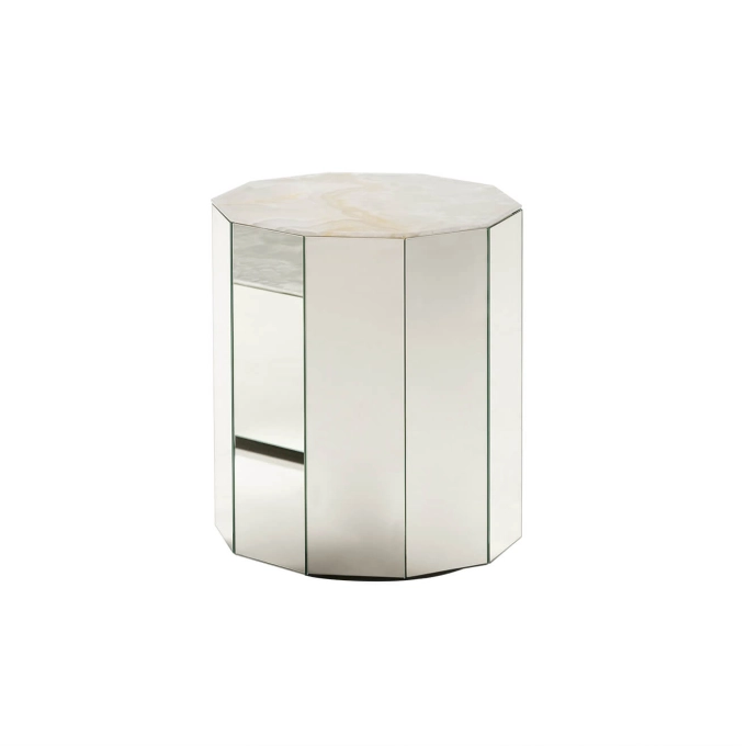 Table d'appoint guéridon COLONNA Ø 40 Marbre Onyx TACCHINI