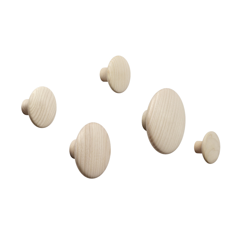 Patère Design Set de 5 patères DOTS Chêne MUUTO